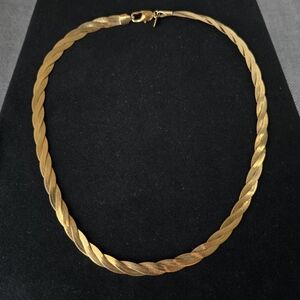14K GE Flat Herringbone Twist Braid Chain Necklace Vintage B.C. Lind Yellow Gold